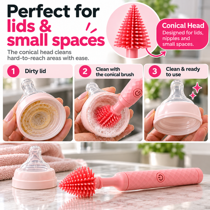 Electric Bottle Brush with 3 Cleaning Heads
