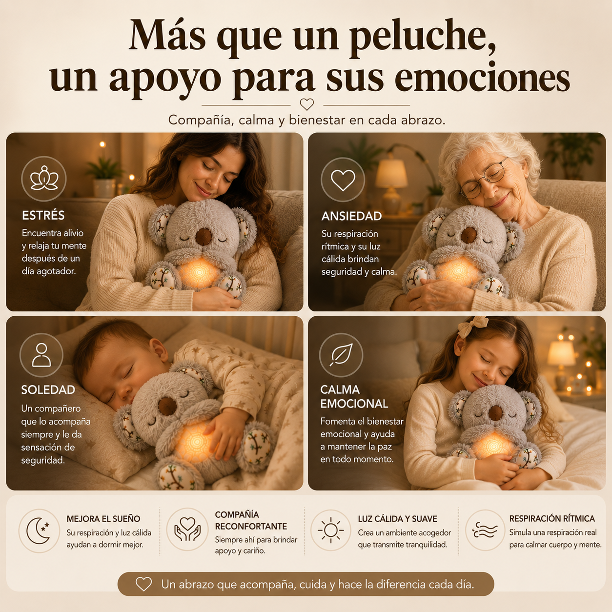 Peluche antiestrés con movimiento respiratorio™